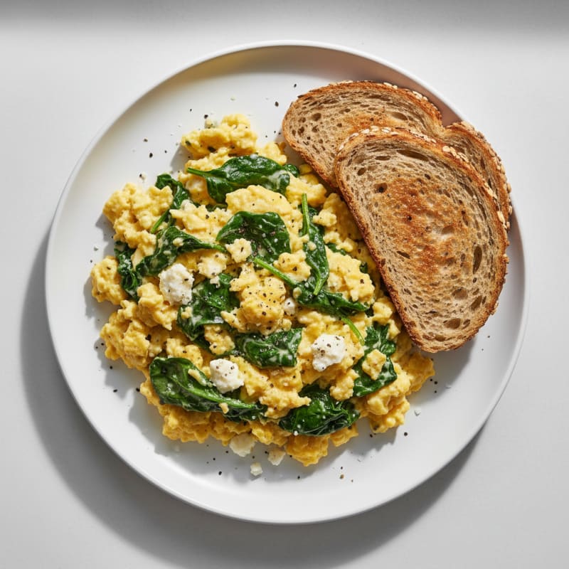 Creamy Spinach and Feta Scrambled Eggs