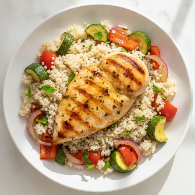 Grilled Chicken Breast with Roasted Veggies and Quinoa