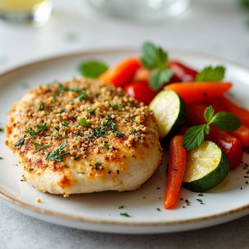 Herb-Crusted Pan Seared Chicken with Roasted Vegetables