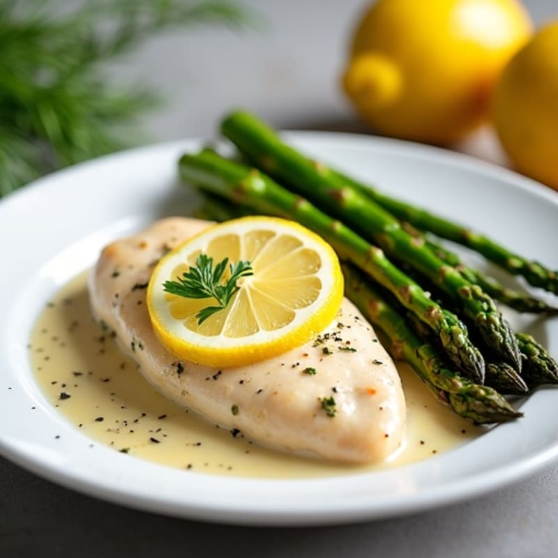 Creamy Lemon Garlic Chicken with Roasted Asparagus