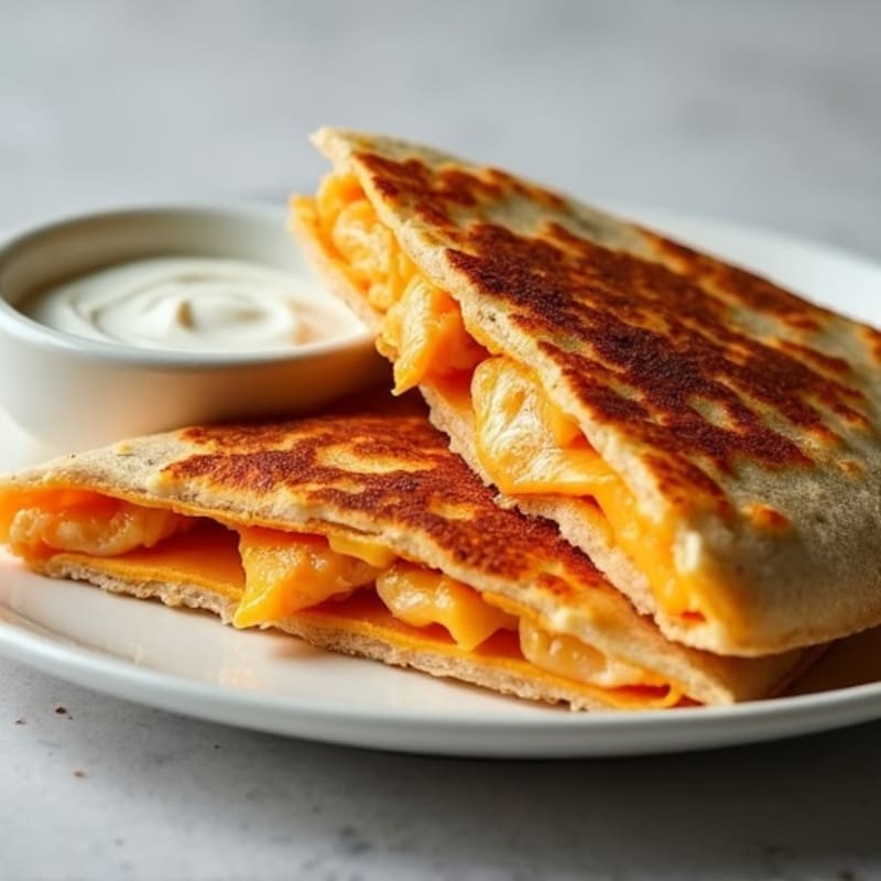 Crispy Buffalo Chicken Quesadilla with Greek Yogurt Ranch
