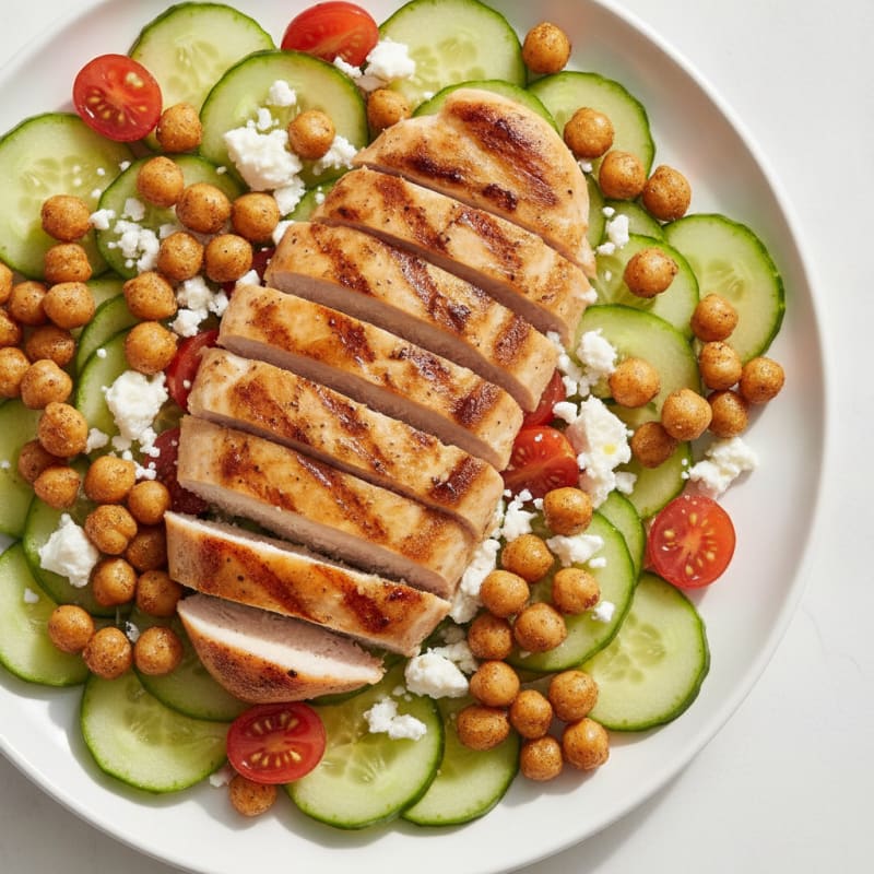 Grilled Chicken Breast with Roasted Chickpea Salad