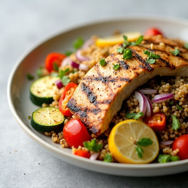 Grilled Chicken and Quinoa Salad with Roasted Vegetables