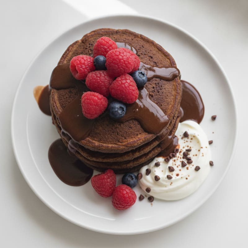 Chocolate Oat Flour Protein Pancakes