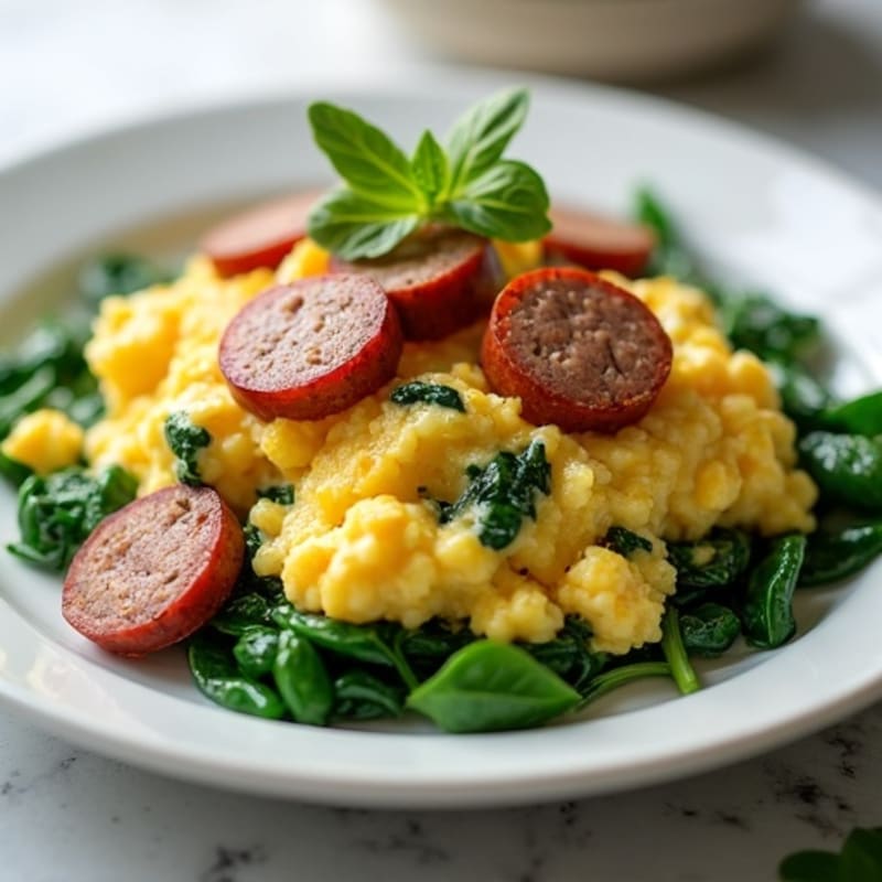 Egg White Scramble with Spinach and Turkey Sausage