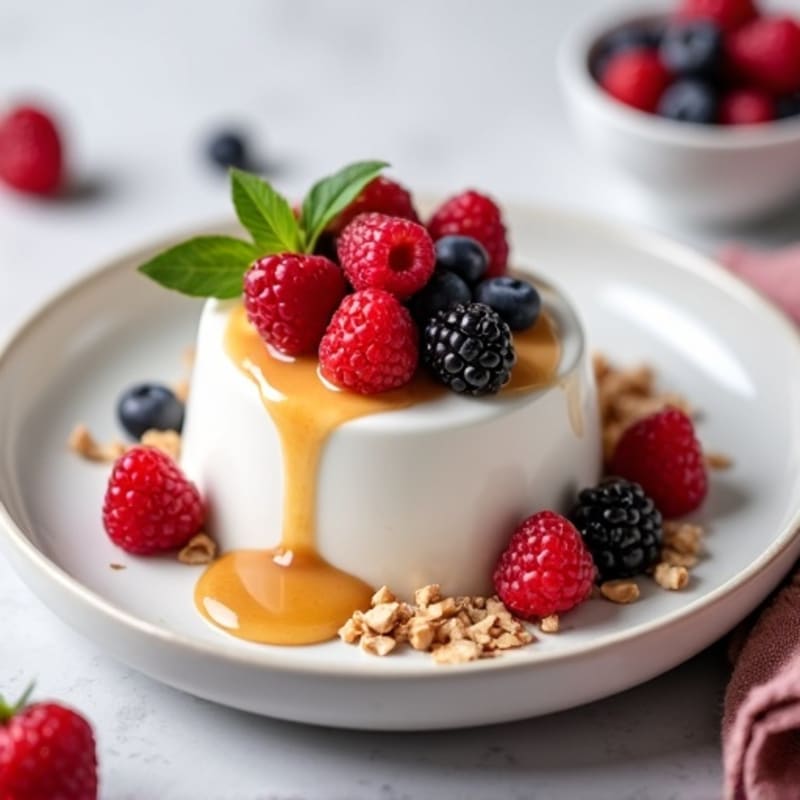 Silky Greek Yogurt Protein Pudding with Mixed Berries