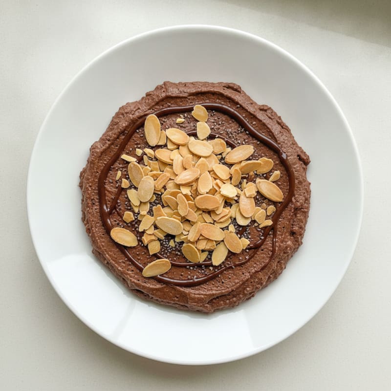 Silky Chocolate Protein Pudding with Sliced Almonds