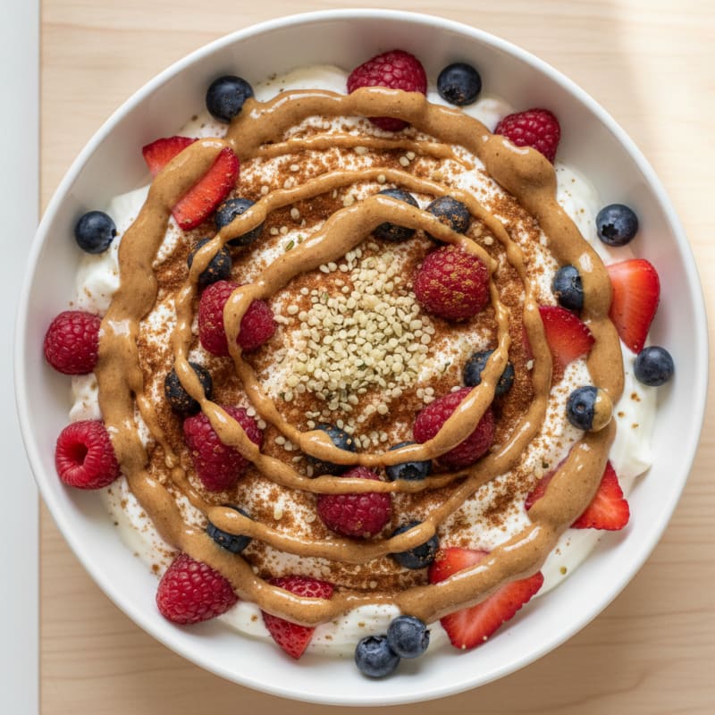 Creamy Greek Yogurt Bowl with Mixed Berries and Almond Butter