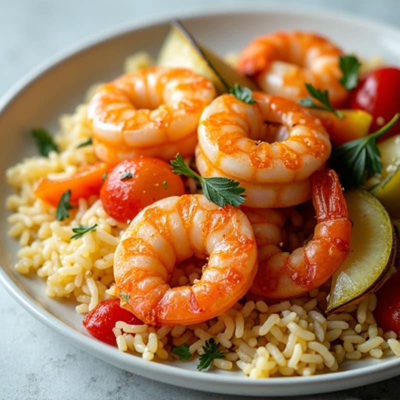 Fresh Seafood with Saffron Rice and Vegetables