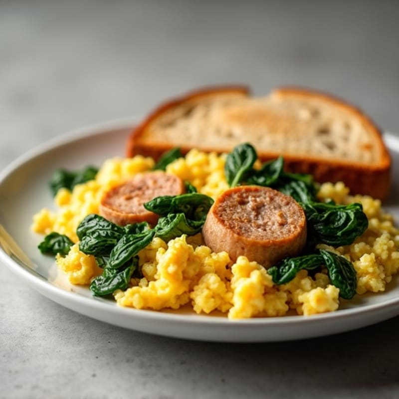 Egg White and Turkey Sausage Scramble with Spinach