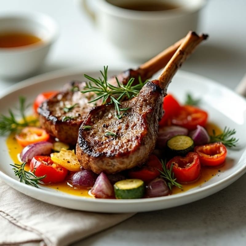 Herb-Grilled Lamb Chops with Roasted Vegetables