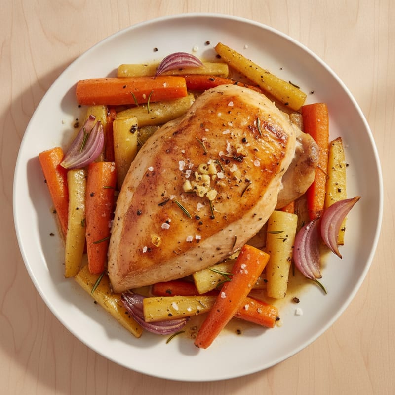 Garlic Herb Roasted Chicken with Root Vegetables