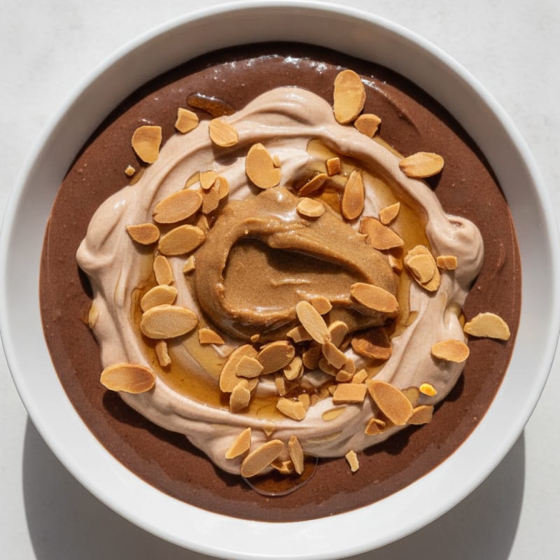 Silky Chocolate Protein Pudding with Greek Yogurt and Almonds