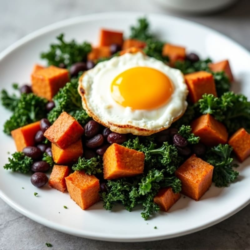 Crispy Roasted Sweet Potato Hash with Kale