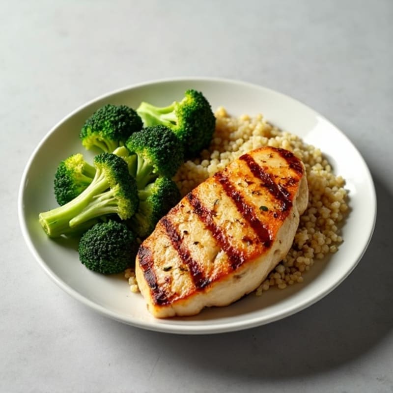 Grilled Chicken Breast with Quinoa and Steamed Broccoli