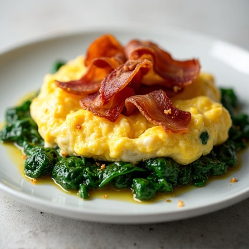 Egg White Scramble with Spinach and Turkey Bacon