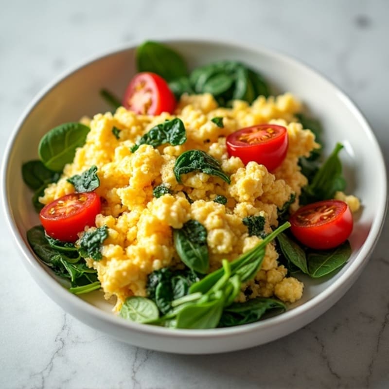 Creamy Cottage Cheese Scramble with Fresh Spinach
