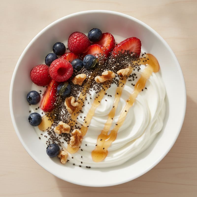 Creamy Greek Yogurt Bowl with Mixed Berries and Chia Seeds