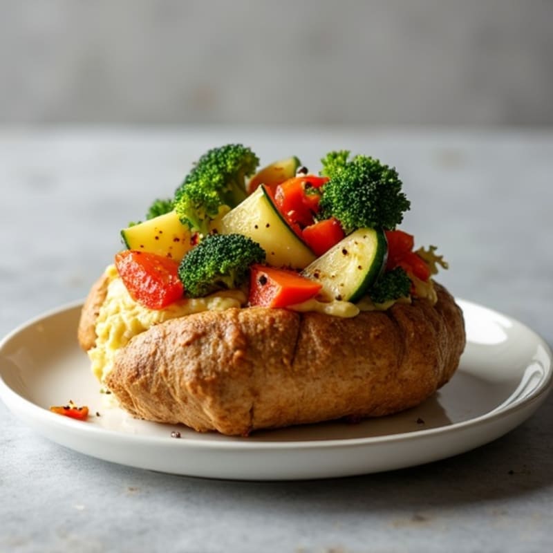 Loaded Baked Potato with Savory Chicken and Roasted Veggies