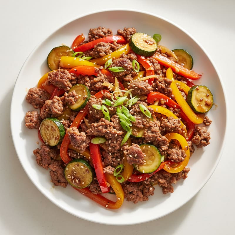 Lean Ground Beef and Bell Pepper Stir-Fry