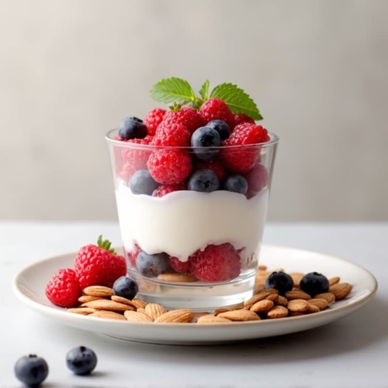 Greek Yogurt Protein Parfait with Berries and Almonds