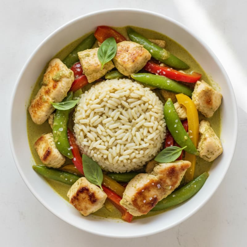 Green Curry Chicken with Coconut Rice