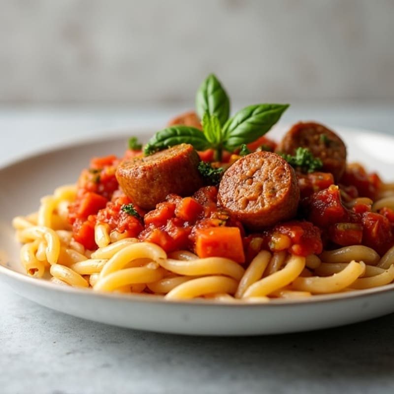 Hearty Lean Sausage Ragu with Whole Wheat Pasta