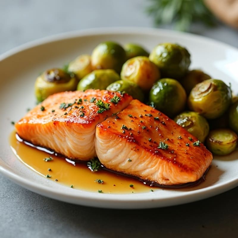 Maple-Glazed Salmon with Crispy Brussels Sprouts