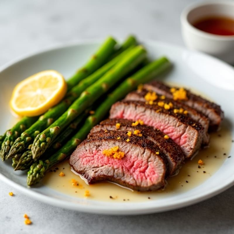 Citrus-Garlic Marinated Flank Steak with Roasted Asparagus