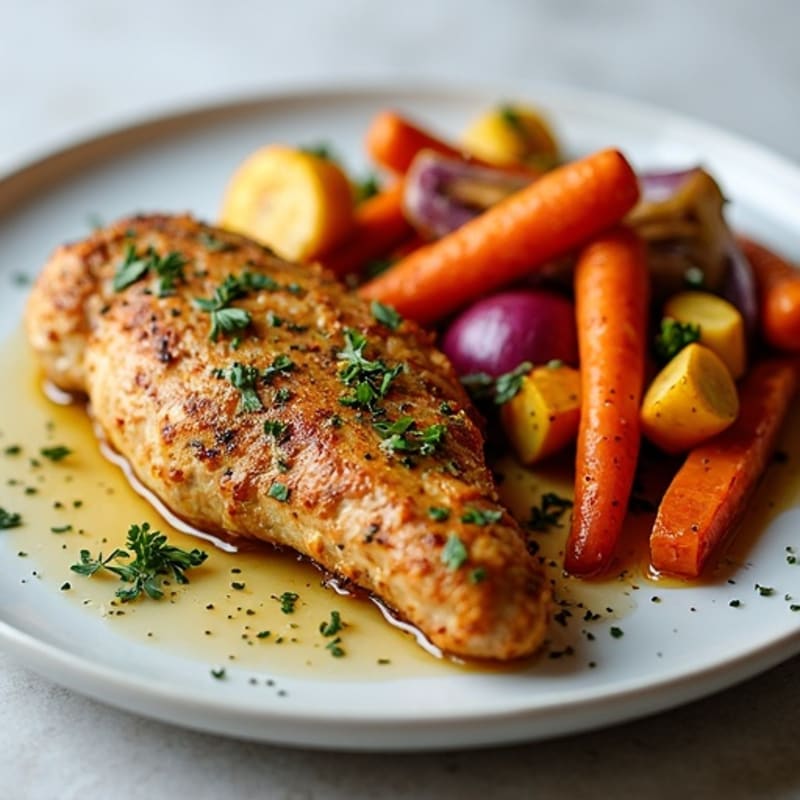 Herb-Crusted Sheet Pan Chicken with Roasted Root Vegetables