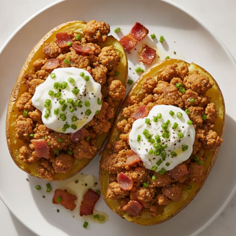 Loaded Baked Potatoes with Crispy Bacon