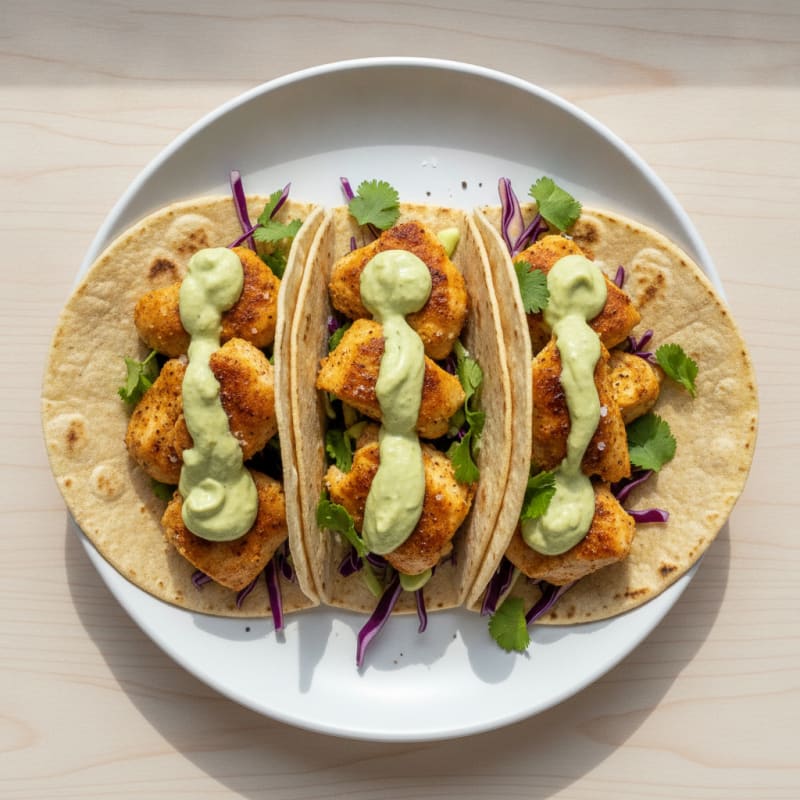 Chicken Tacos with Avocado Crema