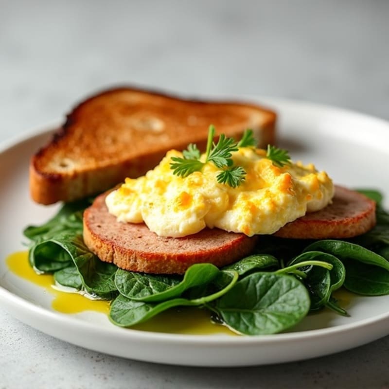Egg White and Turkey Sausage Scramble with Cottage Cheese and Spinach