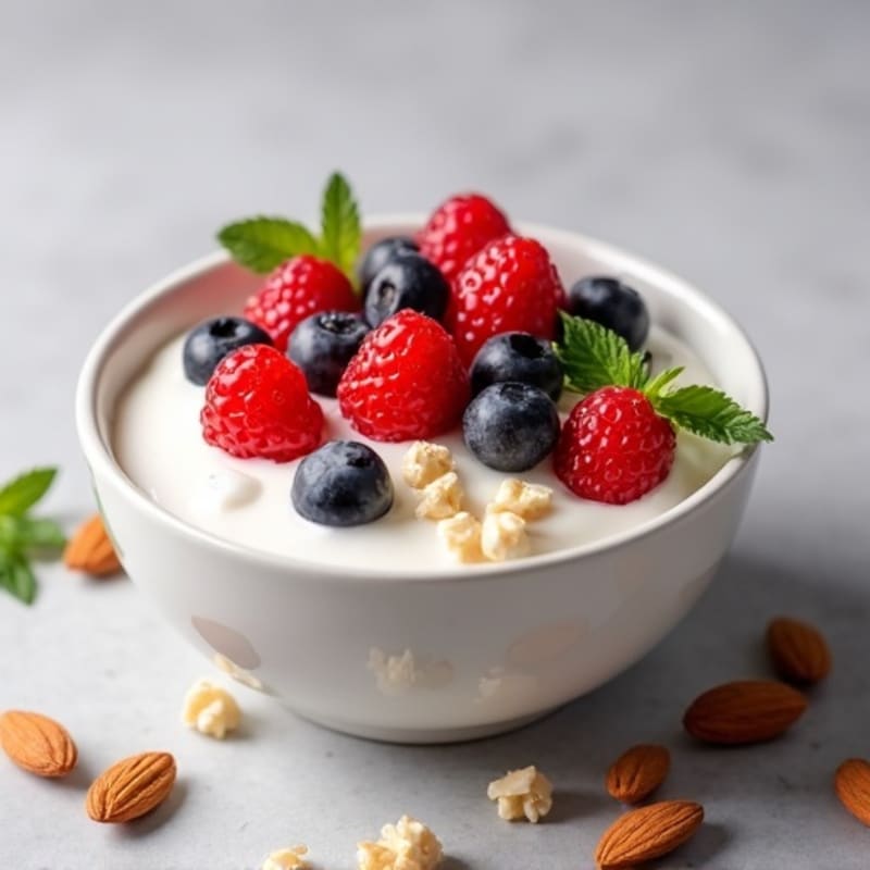 Creamy Greek Yogurt with Fresh Mixed Berries and Crunchy Nuts