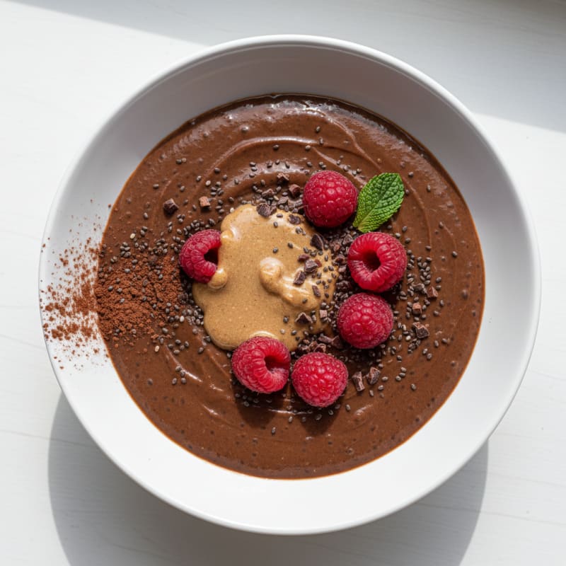 Silky Chocolate Protein Pudding with Chia Seeds
