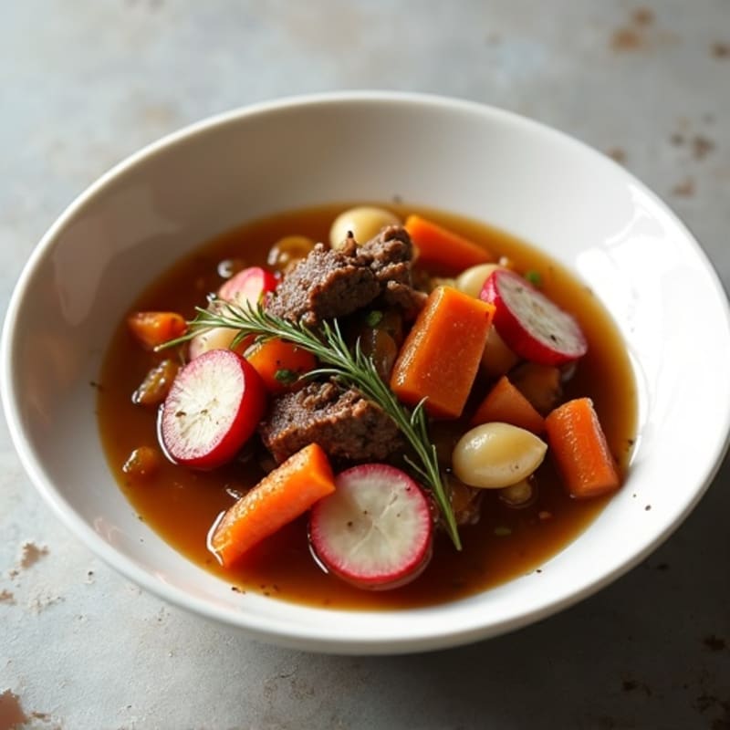 Tender Slow-Cooked Beef Stew with Roasted Radishes