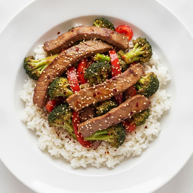 Sesame Beef Stir-Fry with Rice