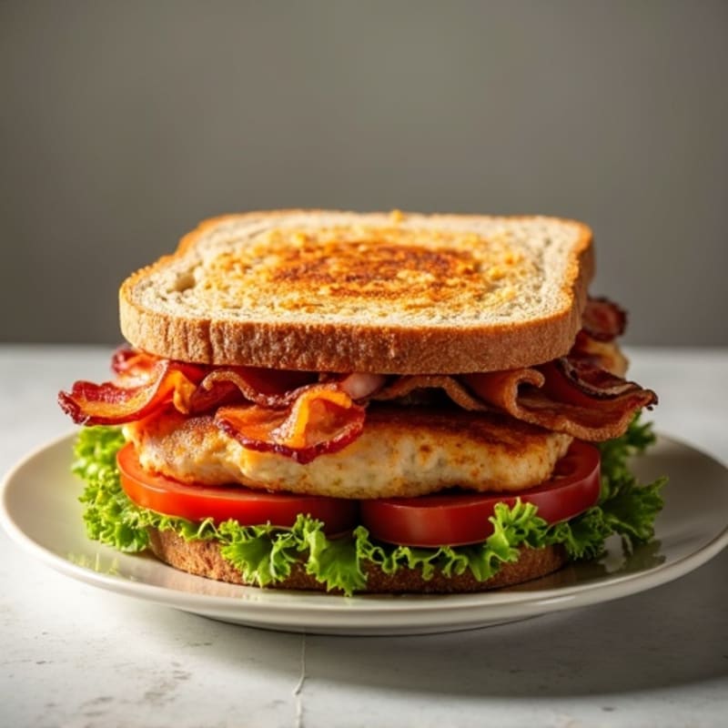 Grilled Chicken and Crispy Turkey Bacon Whole Grain Sandwich