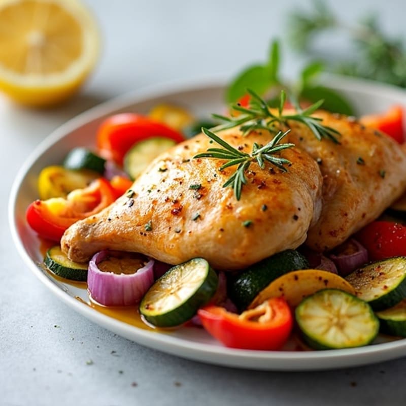 Lemon Herb Roasted Chicken with Crispy Roasted Vegetables