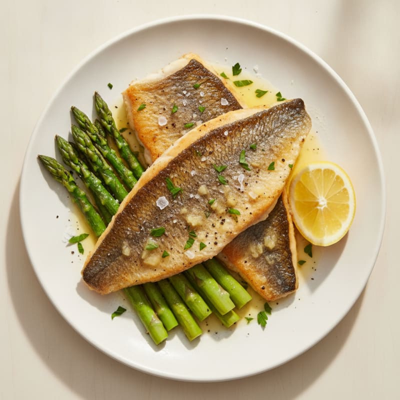 Pan-Seared Sea Bream with Roasted Asparagus
