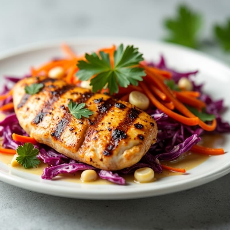 Grilled Chicken Breast with Crunchy Vegetable Slaw