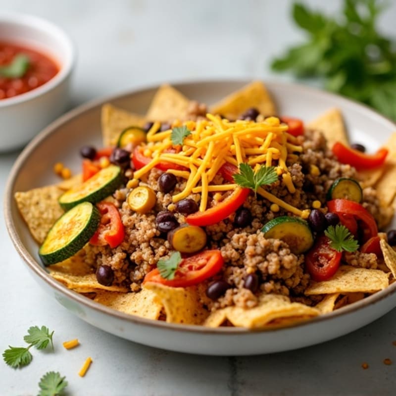 Sheet Pan Ground Turkey Nachos with Roasted Vegetables