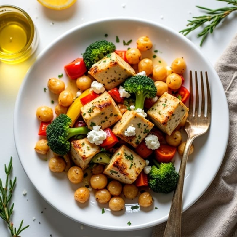Lemon-Herb Roasted Vegetables with Crispy Chickpeas and Tofu