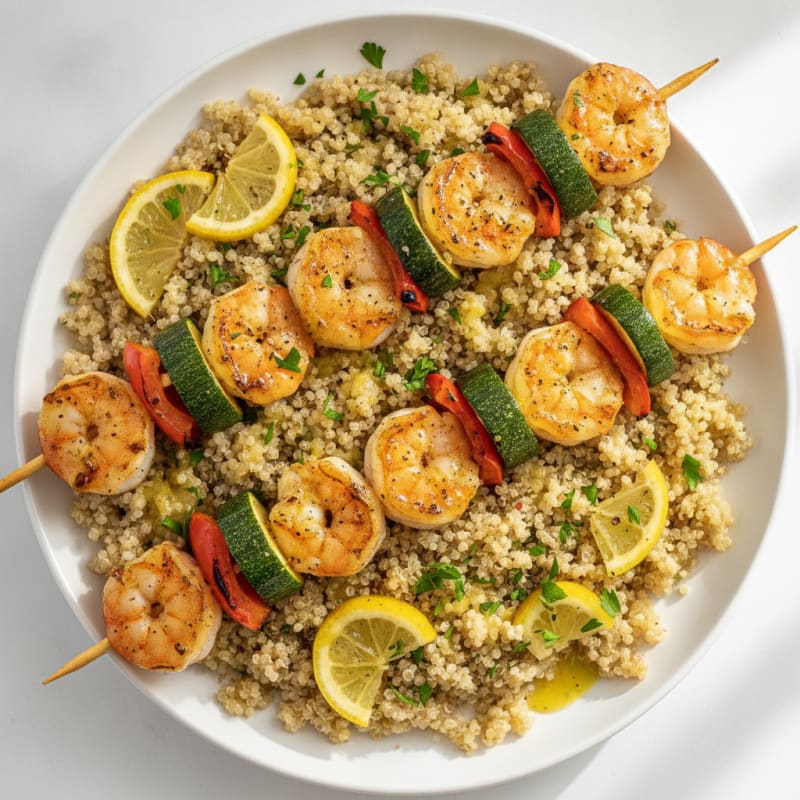 Lemon-Herb Shrimp Skewers with Quinoa