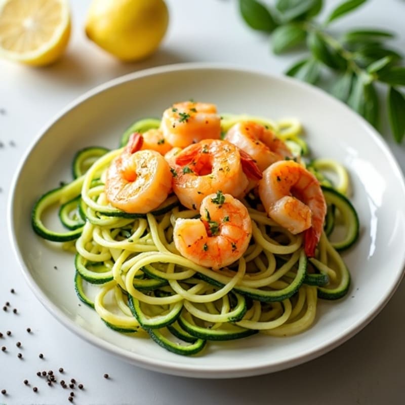Pan-Seared Garlic Butter Shrimp with Zucchini Noodles