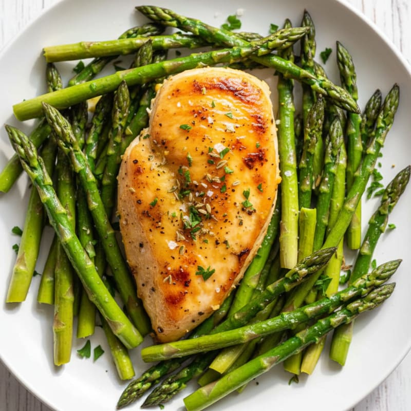 Lemon Herb Roasted Chicken with Asparagus