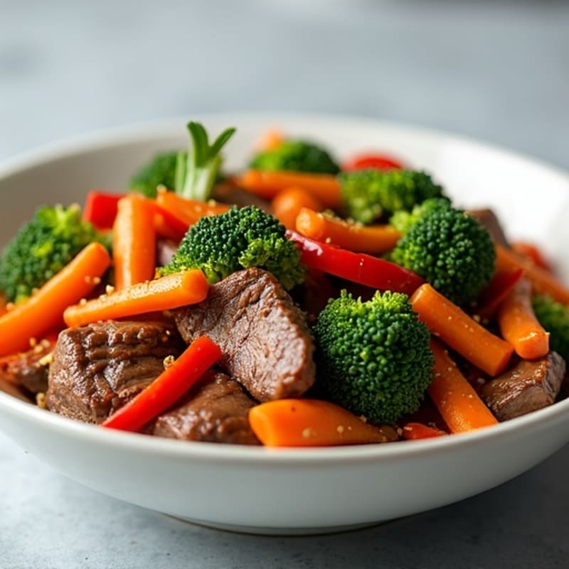 Ginger-Garlic Beef Stir Fry with Crispy Vegetables