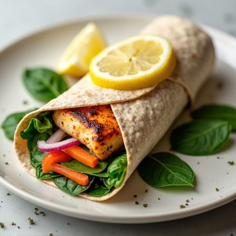 Lemon Herb Grilled Chicken Wrap with Spinach