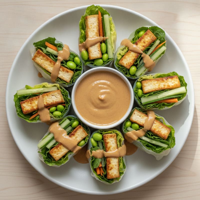 Fresh Tofu Summer Rolls with Peanut Sauce