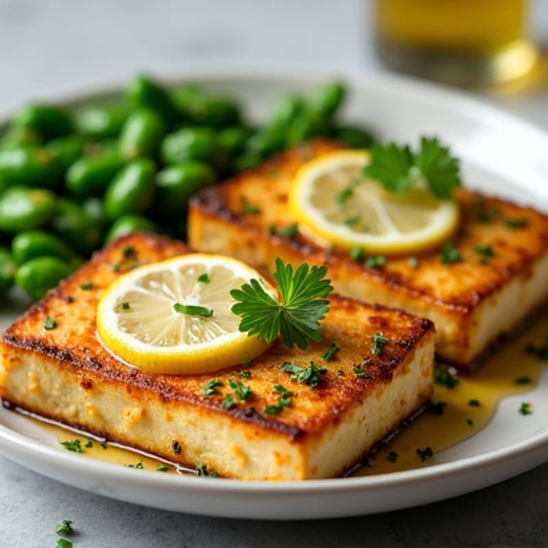 Garlic-Herb Pan Seared Tofu Steaks